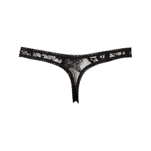 Cottelli Collection: Lace String, Open Crotch, svart Svart L