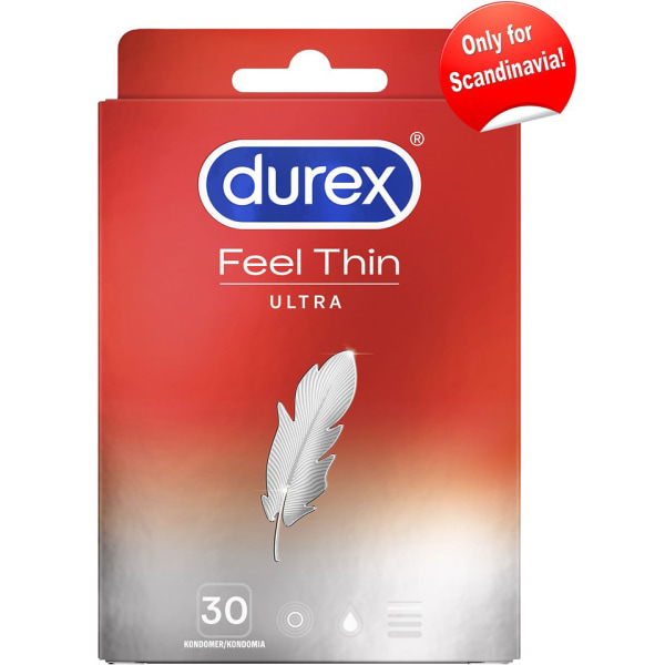 Durex: Feel Ultra Thin Kondomer, 30-pak Transparent