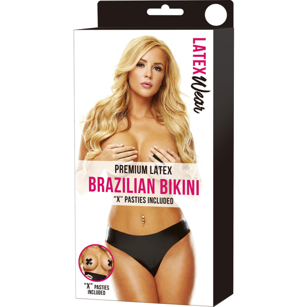 LatexWear: Premium Latex Brazilian Bikini, M/L Svart M/L