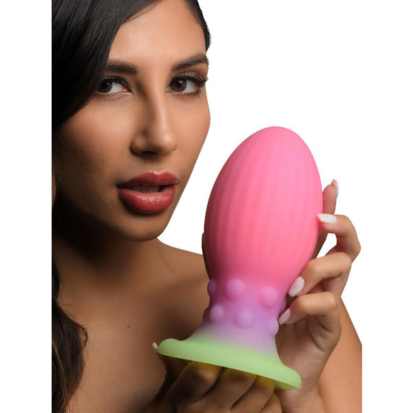 Creature Cocks: Xeno Egg, Glow in the Dark Silicone XL Egg Grön, Lila, Rosa, Självlysande