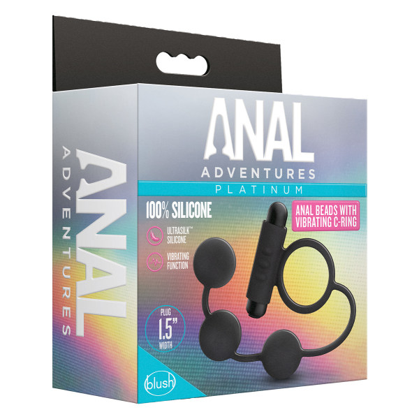 Anal Adventures: Anal Bead with Vibrating C-Ring Svart