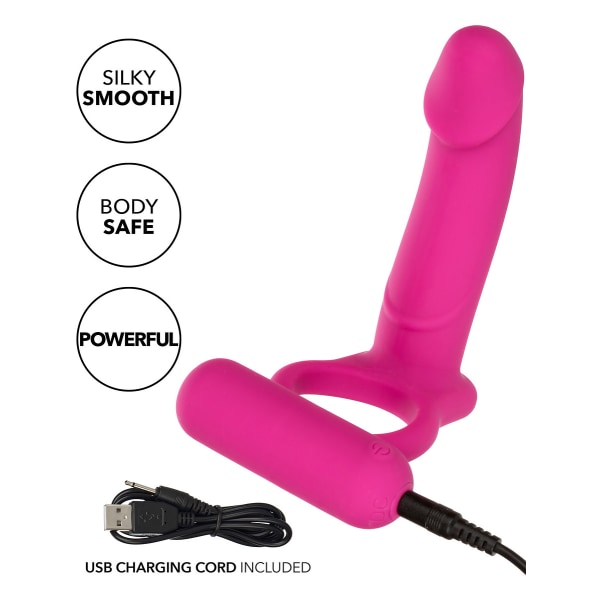 California Exotic: Double Diver, Penisring med Dildo Rosa