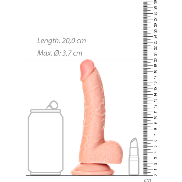 RealRock: Buet realistisk dildo med kugler, 18 cm Ljus hudfärg