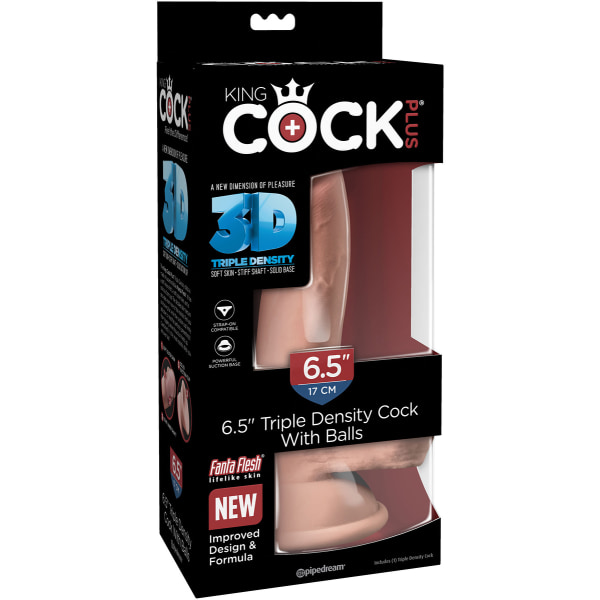 Pipedream: King Cock, Triple Density Cock with Balls Ljus hudfärg 6,5 tum