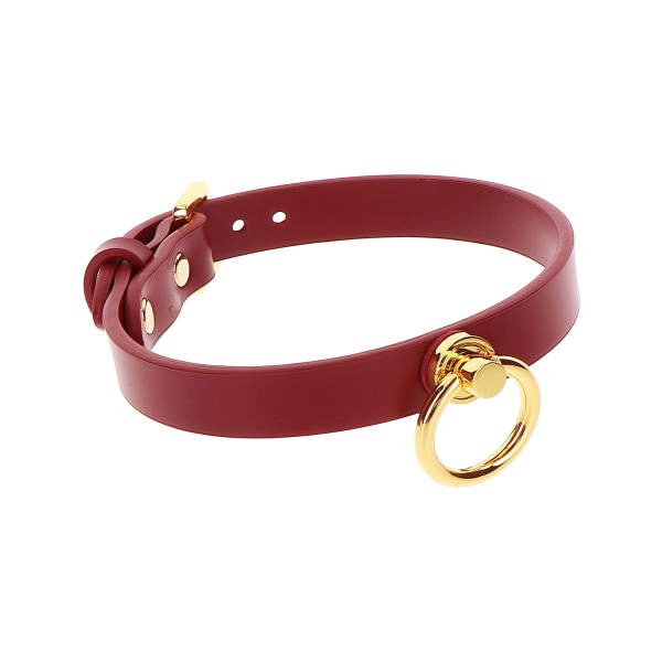 Taboom Luxury: O-Ring Halsbånd Guld, Röd
