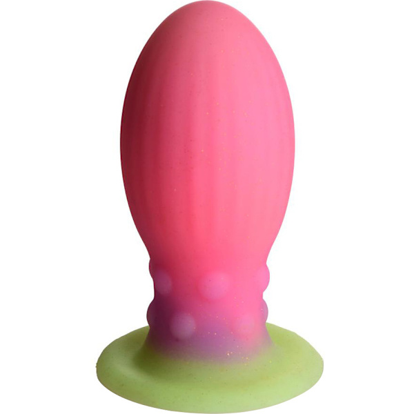 Creature Cocks: Xeno Egg, Glow in the Dark Silicone Large Egg Grön, Lila, Rosa, Självlysande