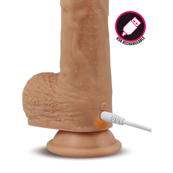 LoveToy: Liam, Silicone Rotating Cock with Vibration, 22 cm Ljus hudfärg