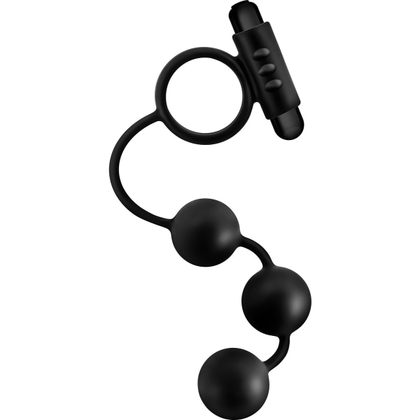 Anal Adventures: Anal Bead with Vibrating C-Ring Svart