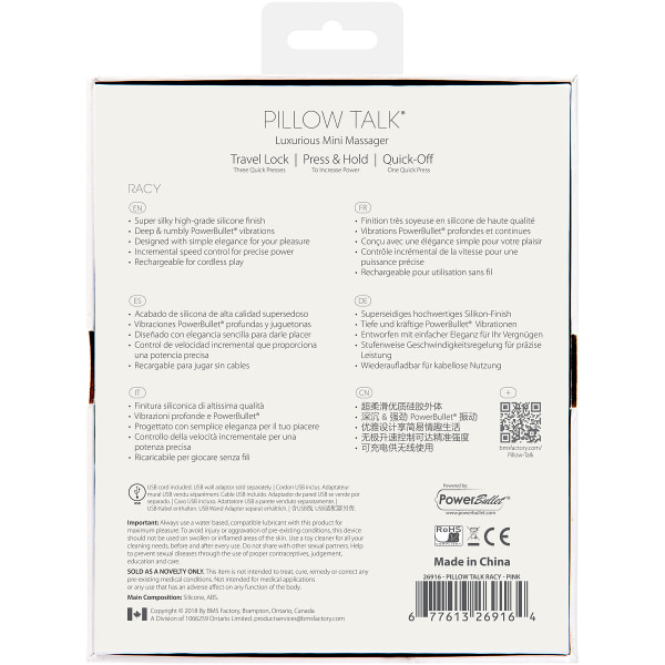 Pillow Talk: Fræk, Luksuriøs Mini Massager Rosa