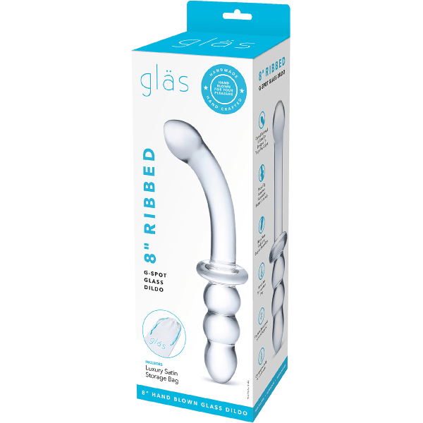 Gläs: Ribbed, G-Spot Glass Dildo Transparent