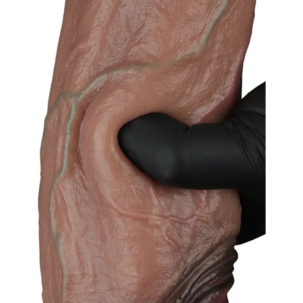 LoveToy: Dual-Layered Silicone XXL Cock, 28 cm, mörk Mörk hudfärg