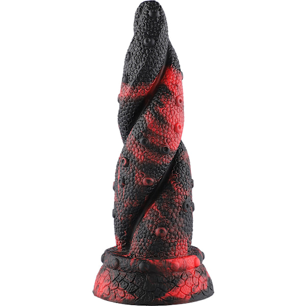 Wildolo: Fantasy Braid Snake Suction Cup Dildo, 21 cm Röd, Svart
