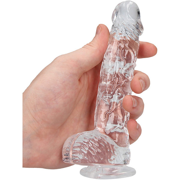 RealRock: Crystal Clear Realistic Dildo, 15 cm Transparent
