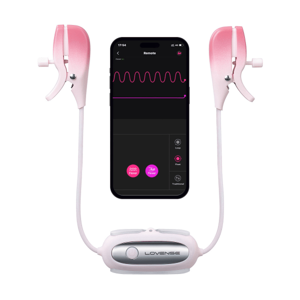 Lovense: Gemini, Bluetooth-vibrerande bröstklämmor Rosa