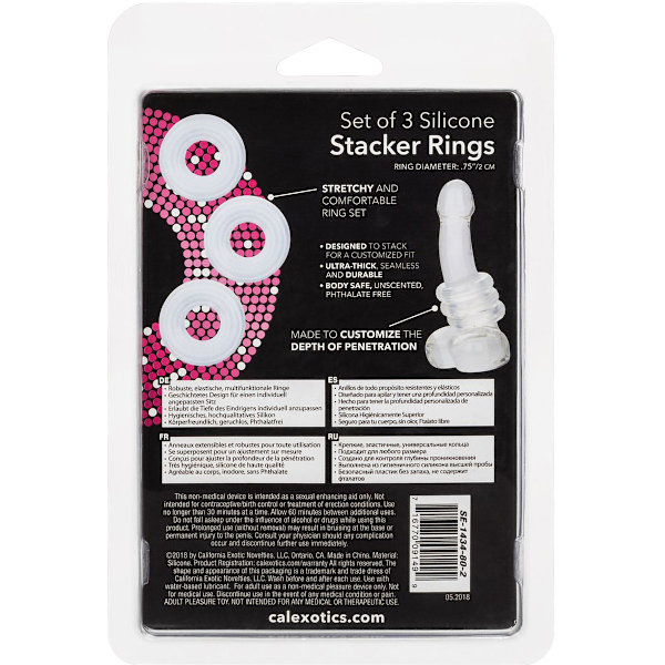 California Exotic: Set of 3 Silicone Stacker Rings Transparent