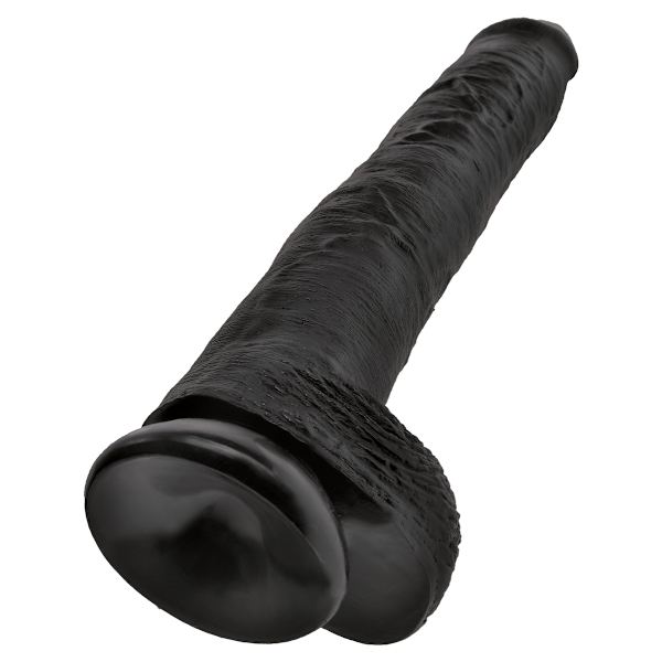 King Cock: Cock with Balls, 38 cm Svart