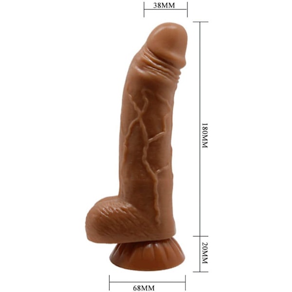 Beautiful Angelo: Glide & Slide-Skin Dildo, 18 cm Mörk hudfärg