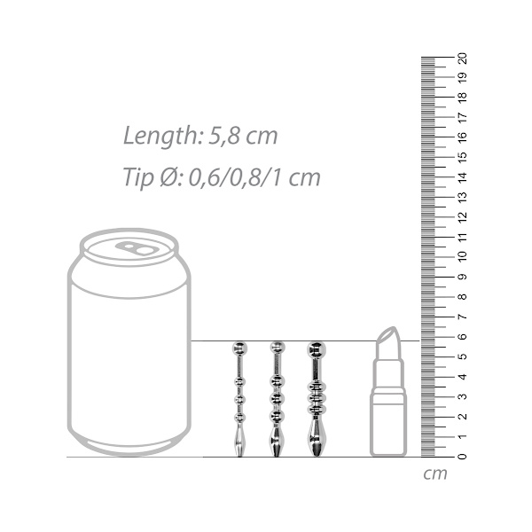 Ouch!: Urethral Sounding, Stainless Steel Plug Silver 6 - 8 - 10 mm