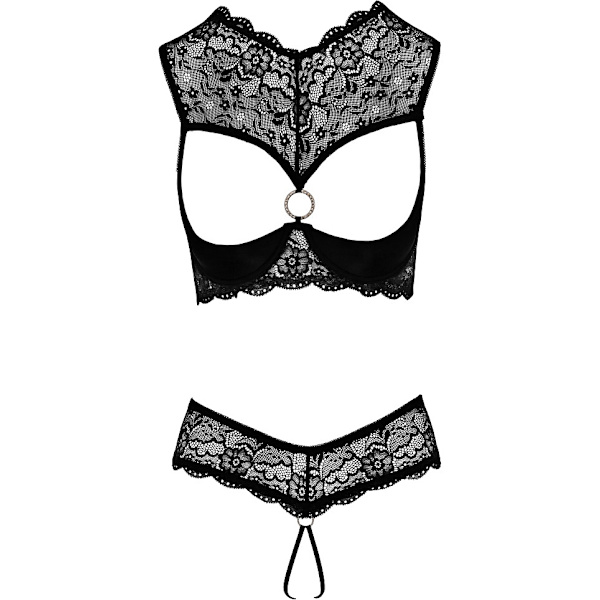 Cottelli Lingerie: Öppen BH med Stringtrosor Svart S