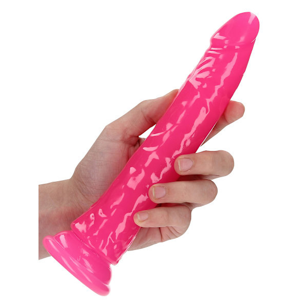 RealRock: Glow in the Dark Realistic Dildo, 22.5 cm Rosa, Självlysande