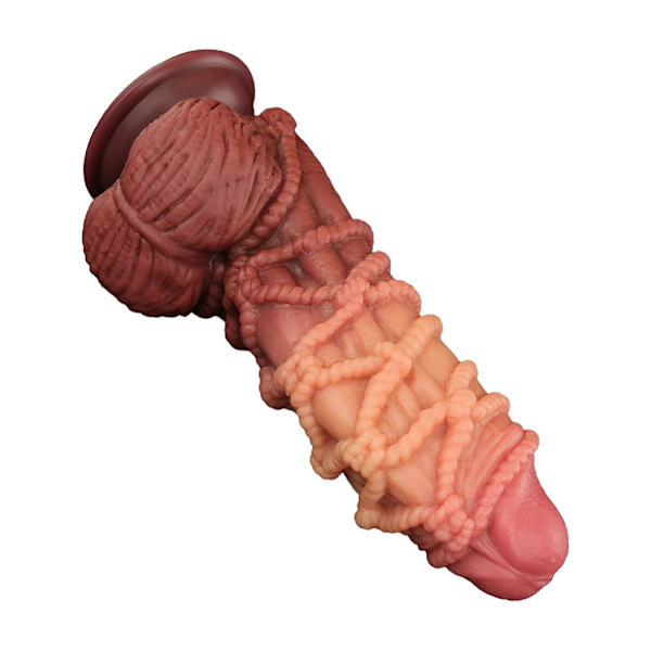LoveToy: Dual-layered Silicone Cock with Rope, 24 cm Ljus hudfärg, Mörk hudfärg
