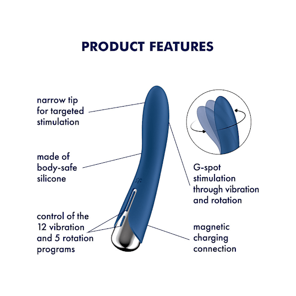 Satisfyer: Spinning Vibe 1, Rotating Vibrator, blå Blå