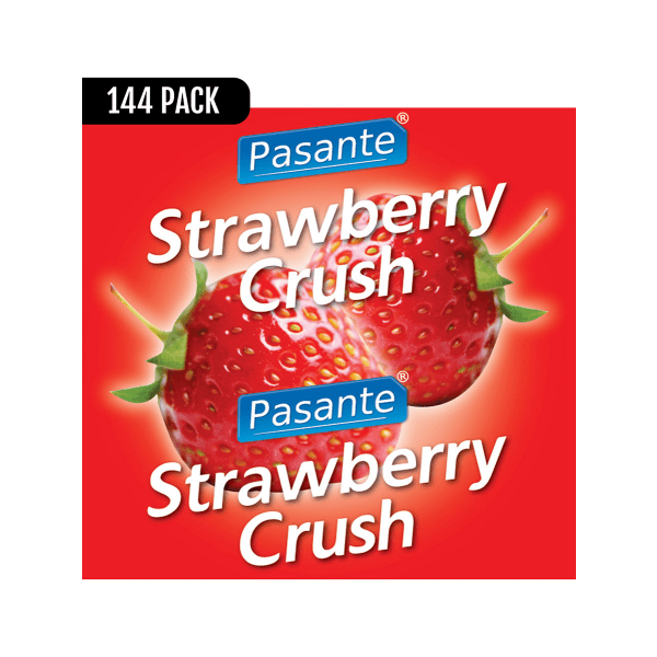 Pasante Strawberry Taste: Kondomit, 144-pack Röd