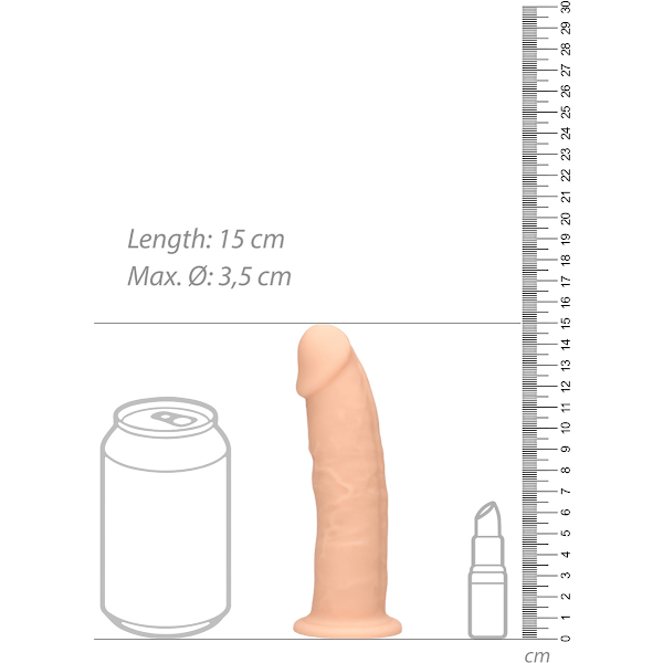 RealRock Ultra: Silicone Dildo / Dual Density, 15 cm, ljus Ljus hudfärg
