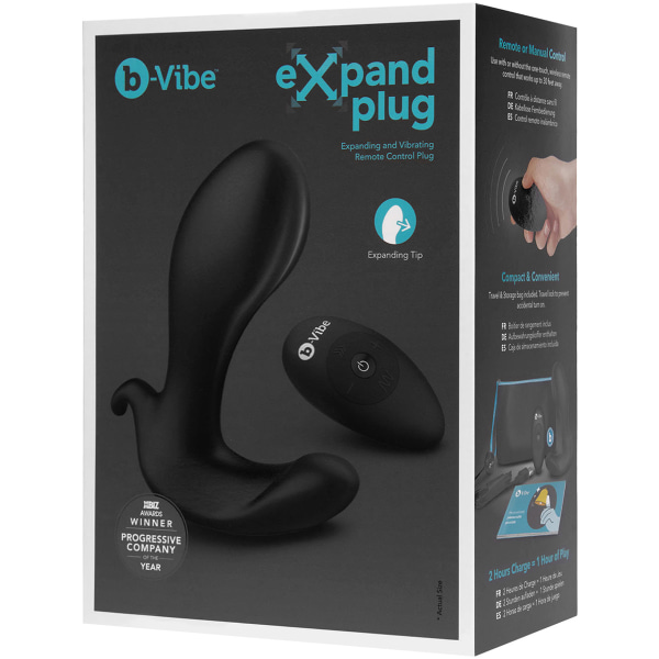 B-Vibe: Expand Plug, Expanding & Vibrating Remote Plug Svart