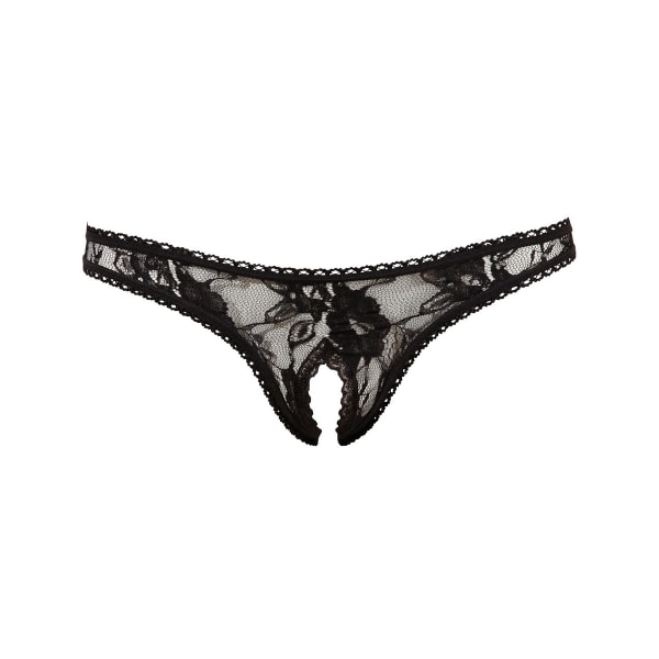 Cottelli Collection: Lace String, Open Crotch, svart Svart L