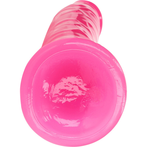 RealRock: Glow in the Dark Realistic Dildo, 22.5 cm Rosa, Självlysande