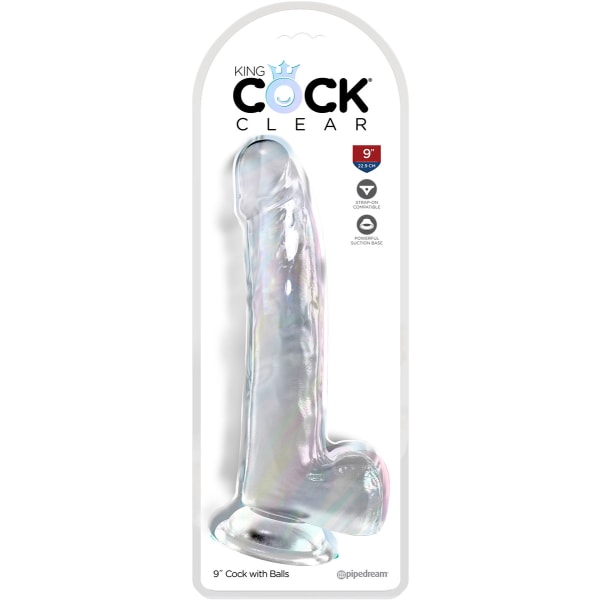 King Cock Clear: Dildo with Balls, 25 cm Transparent