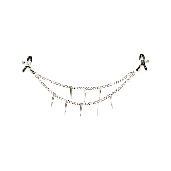 Master Series: Daggers, Double Chain Nipple Clamps Silver