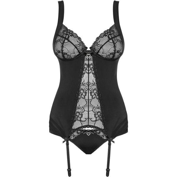 Obsessive: Heartina, Underwire-korsetti ja alushousut, musta Svart S/M