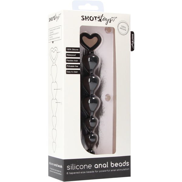 Shots Toys: Silicone Anal Beads, black Svart