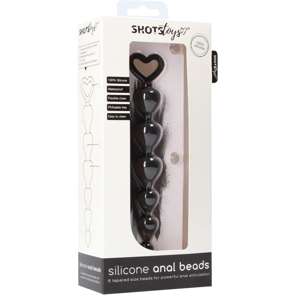 Shots Toys: Silicone Anal Beads, svart Svart