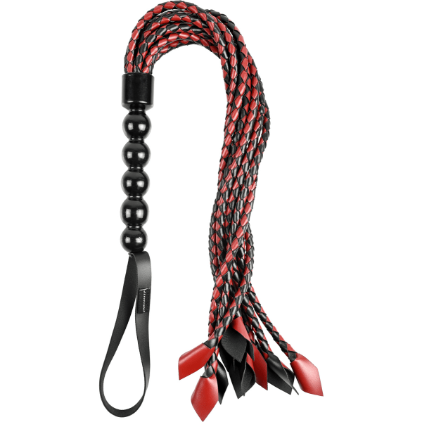 Sportsheets: Saffron Braided Flogger Röd, Svart