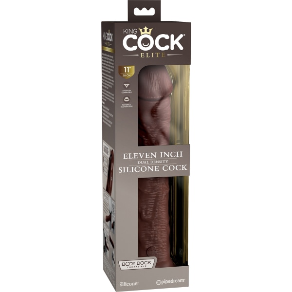 King Cock Elite: Dual Density Silicone Cock Mörk hudfärg 29,5 cm