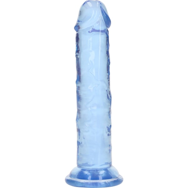 RealRock: Crystal Clear Straight Realistic Dildo, 14.5 cm Blå