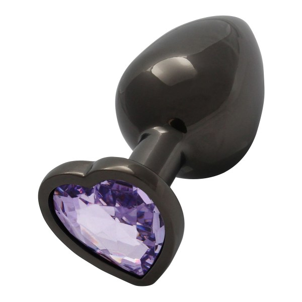 Ouch!: Heart Gem Metal Butt Plug, medium Grå, Lila