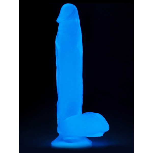 LoveToy: Lumino Play, Självlysande Dildo, 26 cm Självlysande, Transparent