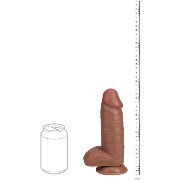 RealRock: Extra Thick Realistic Dildo, 20 cm Mörk hudfärg