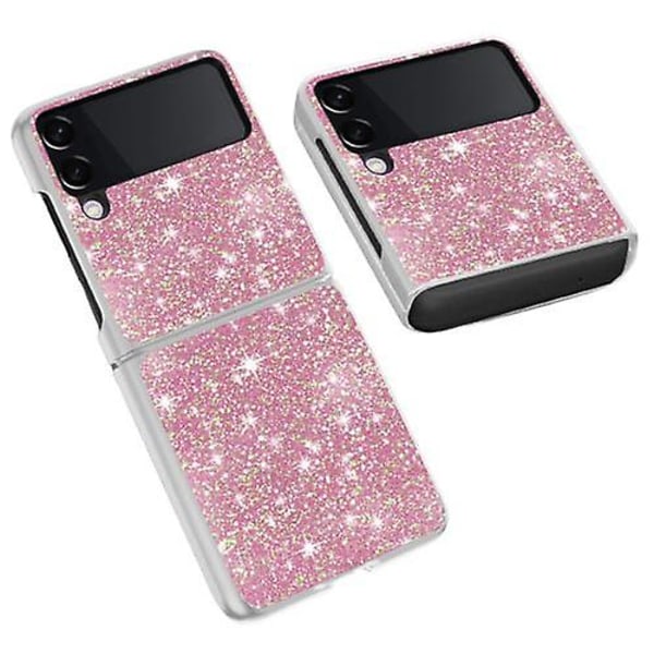 Sött glitter bling stöttåligt skyddande skal kompatibelt med Samsung Galaxy Z Flip 3 Pink