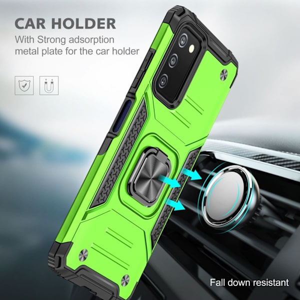Xhy Samsung Galaxy A03S Case med magnetisk ringhållare Kickstand Militärklass helkropp Dubbellagers fallskydd Robust Hållbar lossnar green