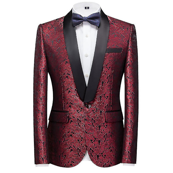 Schan Herr 3-delade kostymer Sjal Lapel Enknapps Smoking Blazer Västbyxor Set För Bröllop Red L