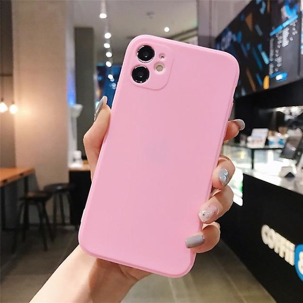 Phone case för olika Iphones - Enfärgat fyrkantigt cover Pink For  iPhone XS Max