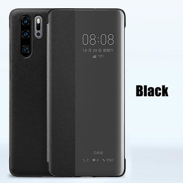 För Huawei Huawei P30pro Flip Window Mate20 Smart Sleeping Phone Cover black P30Pro
