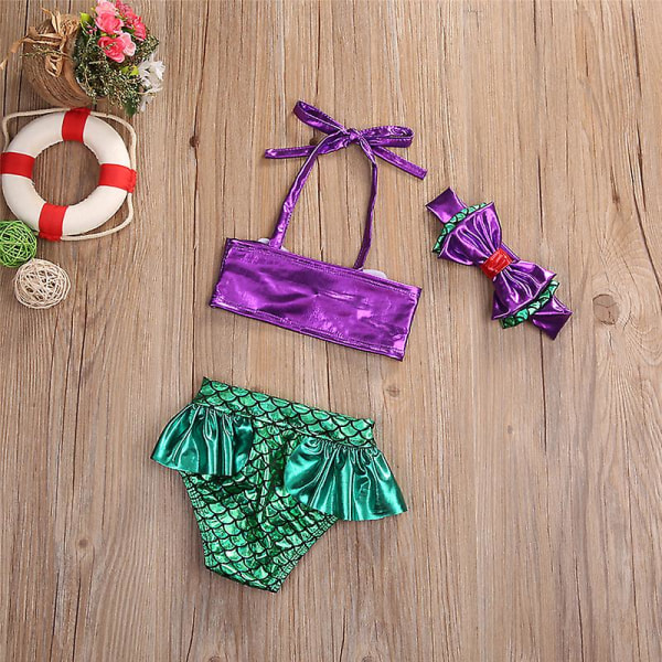 Toddler Baby Flickor Barn Sjöjungfru Bikini Set Sommar Beach Badkläder Baddräkt Baddräkt Bikini Kostym 4 to 5 Years