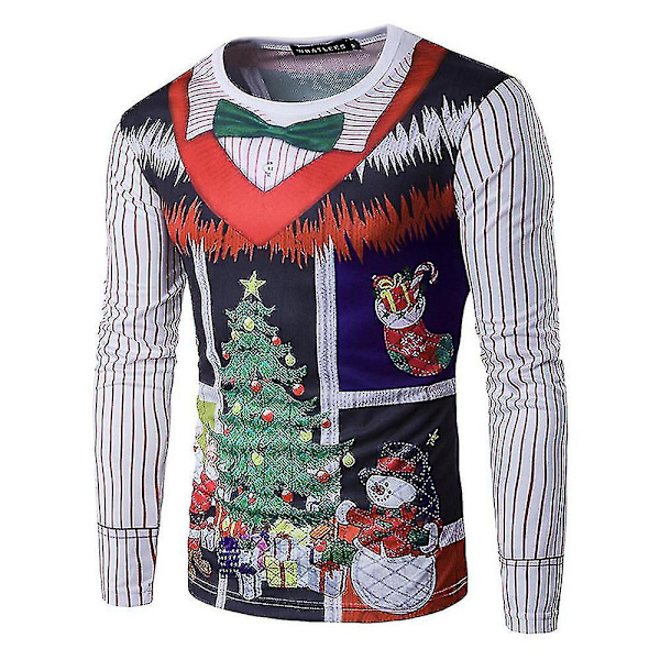 Män Jul Roligt print ful T-shirt Xmas Party Casual Nyhet Långärmade toppar CT292 M