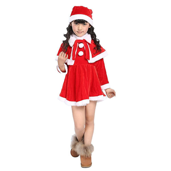 3-8 år julfest Barn Pojkar Flickor Jultomte Cosplay Kostym Outfit Tmall 3-4Years Girls